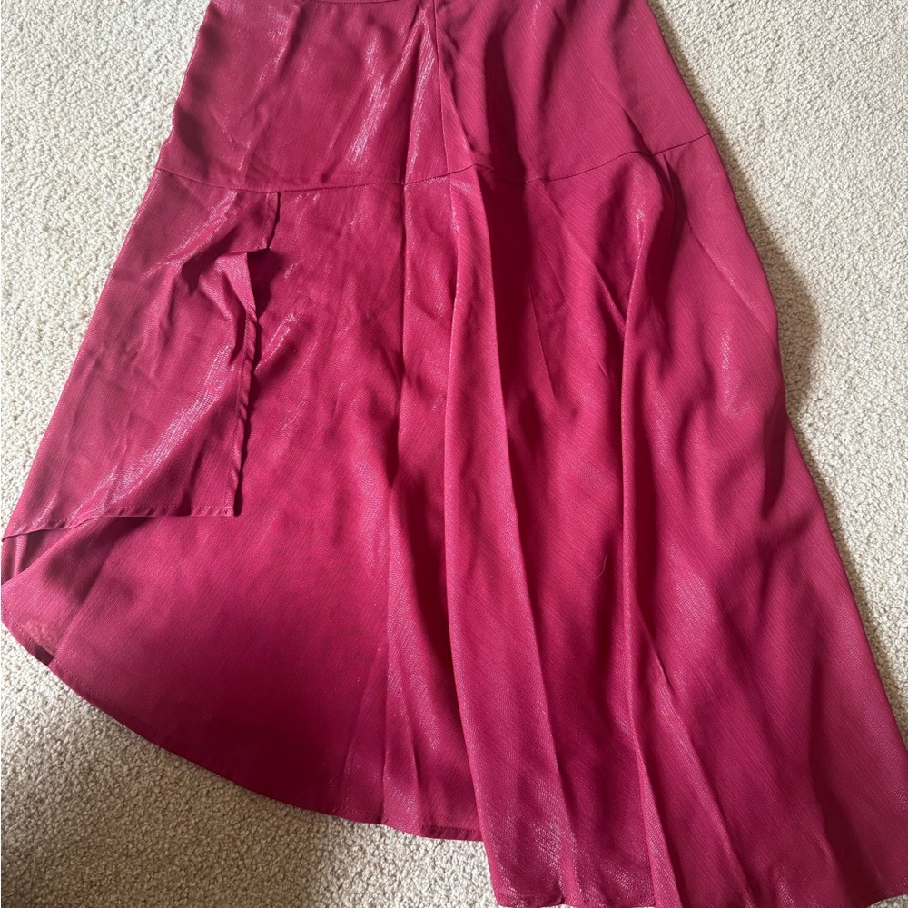 MOTF Pink Maxi A-Line Skirt Asymmetrical High-Low